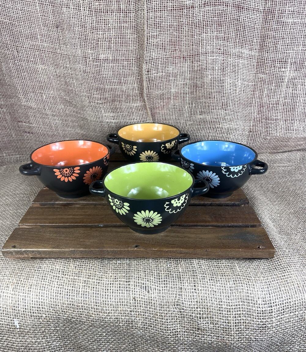 Set Of 4 Set of 4 Ceramic Soup/Serving Bowls with handles